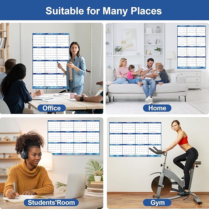 32" x 48" 2026 Wall Calendar Dry Erase - Large Starry Sky Calendar Wet & Dry Erasable Laminated 12 Month Annual Yearly Planner, Reversible, Horizontal/Vertical, Blue
