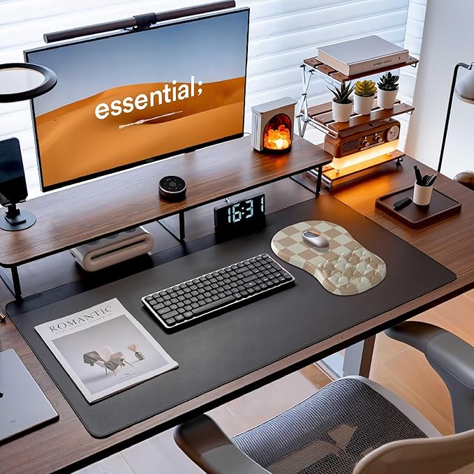 Ergonomic Mouse Pad with Wrist Support, Wrist Rest Mousepad for Carpal Tunnel Pain Relief, Memory Foam with Massage Design, Non-Slip Pu Base for Office and Home,Checkered