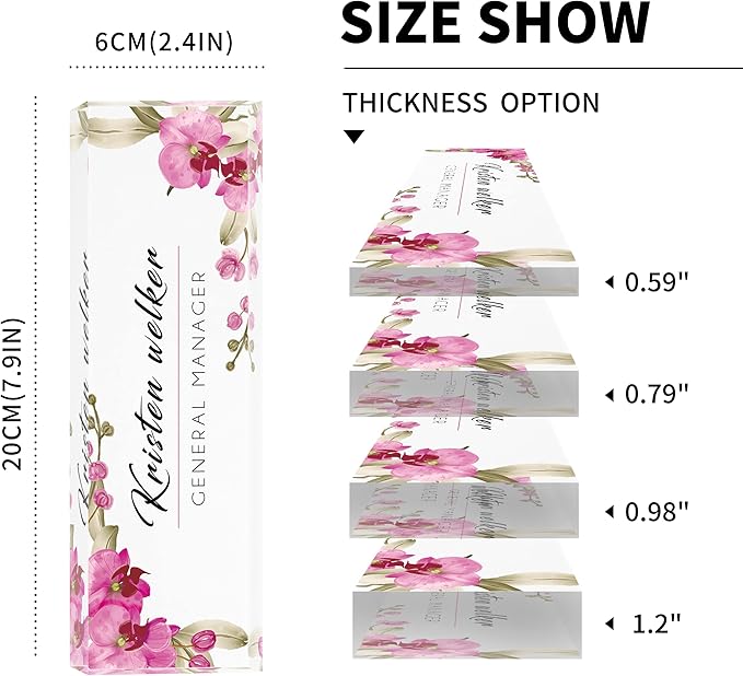 Custom Name Plate for Desk | Personalized Desk Name Plate | Personalized Boss Employee Appreciation Gifts | Acrylic Name Plate Office Desk Accessories (C-Butterfly Orchid)