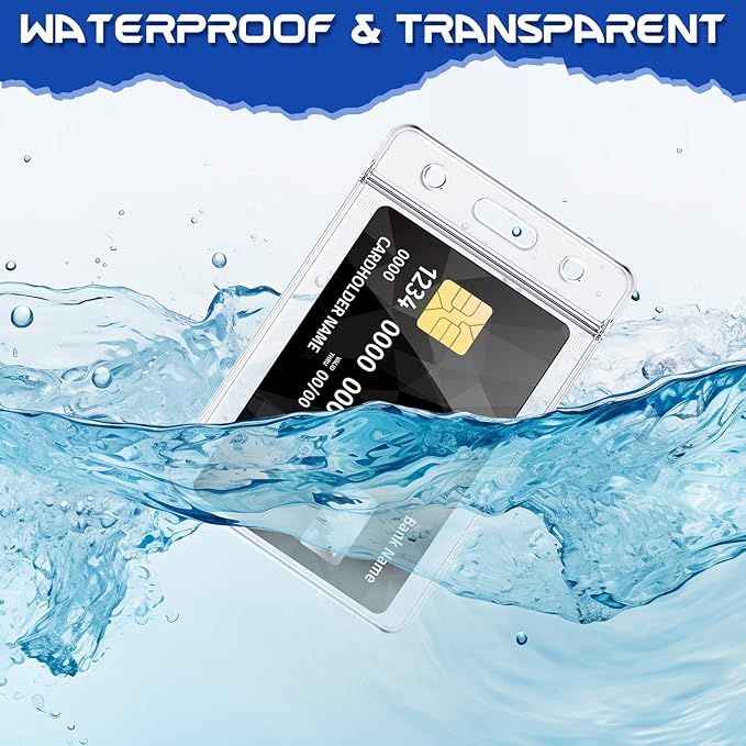 BESARME 200 Pack Vertical ID Card Badge Holder Clear Plastic Sealable Waterproof Zip Name Tag for Work Office Nurse School