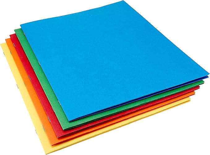 Amazon Basics Twin Pocket File Folders with Fasteners, 25-Pack, Letter, Assorted