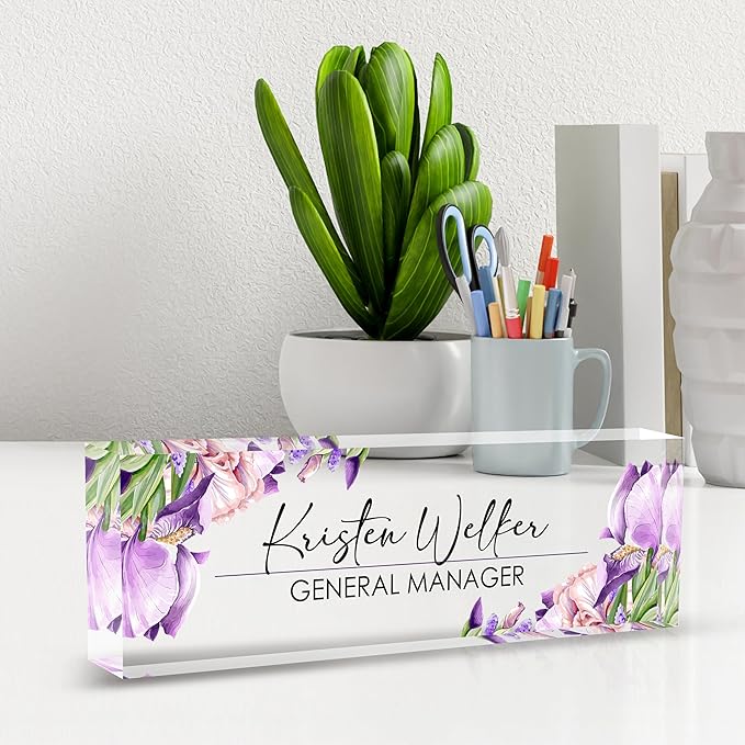 Personalized Lily Name Plates for Office - Gifts for Teacher, Boss, Employee Appreciation - Desk Decor