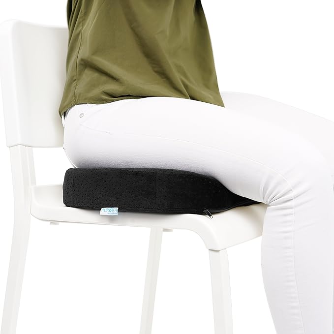 Aurora Health & Beauty Black Memory Foam Coccyx Cushion Orthopedically Designed for Back Tailbone & Sciatica Pain Relief