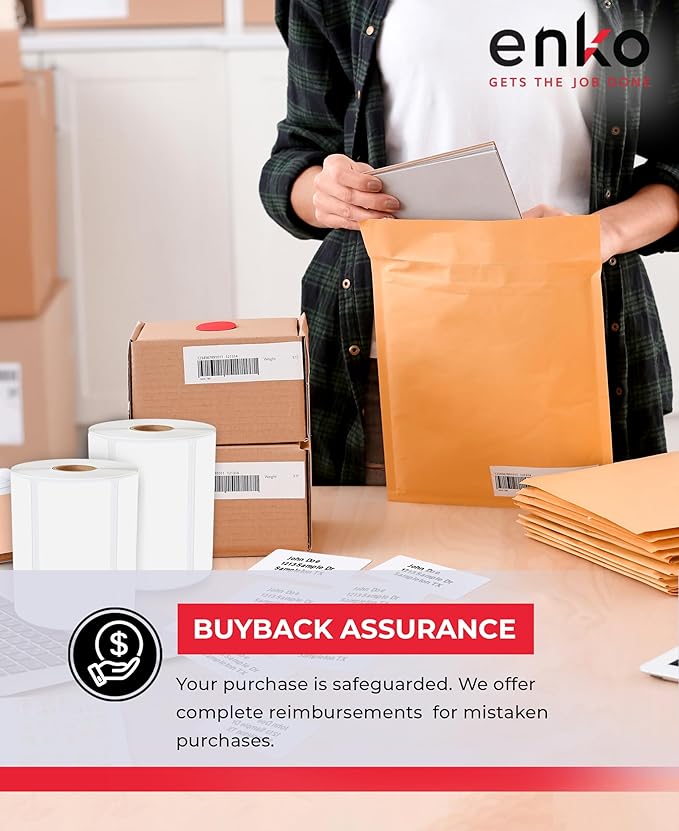 enKo Compatible for Dymo 30252 Labels (1-1/8" x 3-1/2") - Label for Dymo Labelwriter 450 Turbo Printer and 4XL - Direct Thermal Address, Shipping and Barcode Label (48 Rolls | 16,800 Labels)