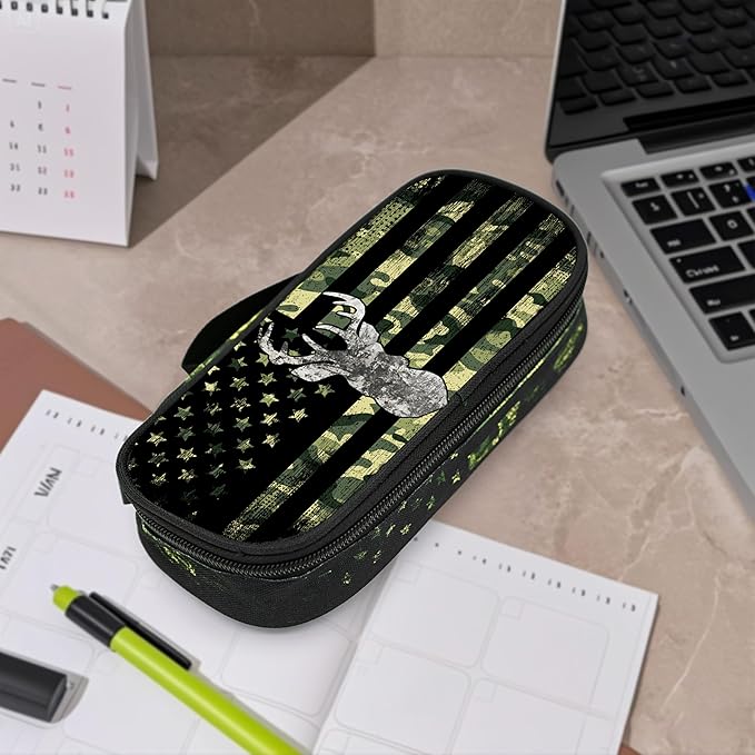 Camo Deer Pencil Case Pencil Pouch Large Capacity Pen Bag School Office Organizer Stationery Storage Box For Girls Boys Teen Kids