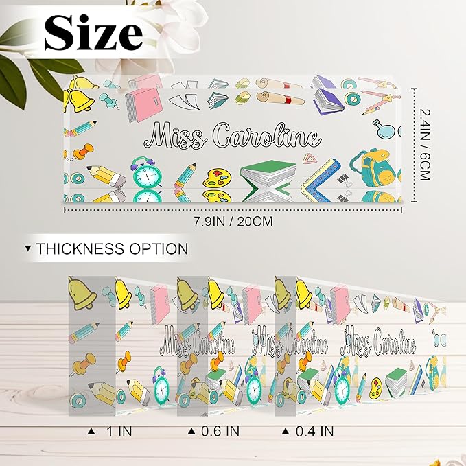 Ship Next Day-Custom Name Plate for Desk, Desk Name Plate Personalized, Acrylic Office Desk Accessories, Appreciation Gifts for Coworkers Employee Boss Women Men (Teacher)