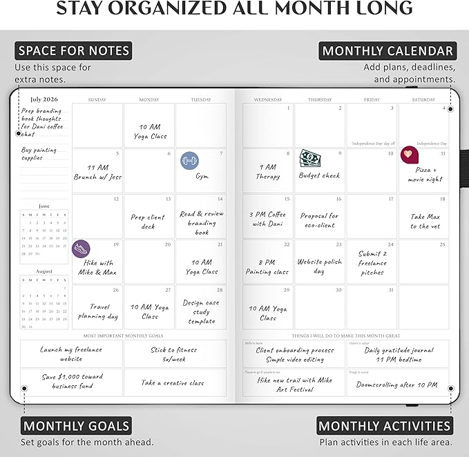 Legend Planner PRO Dated Jan 2026-Jan 2027 – Deluxe Weekly & Daily Organizer with Time Slots. Appointment Book Journal for Work & Time Management, A4 Hardcover (Black)