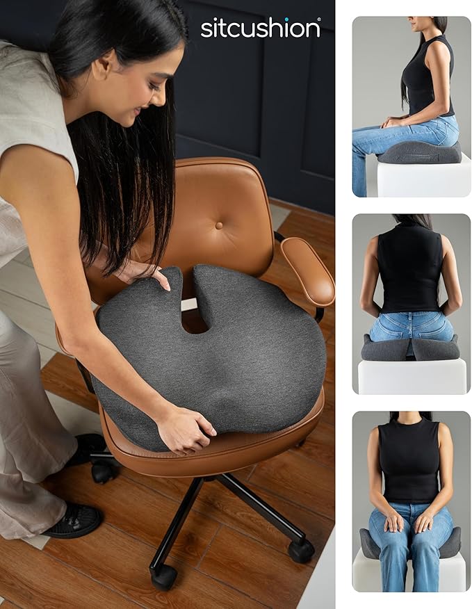 Extra Large Office Chair Cushion for Sciatica Pain Relief, Memory Foam Seat Cushion for Car Seat Pad, Orthopedic Pillow. Computer Chair Cushion for Tailbone Pain Relief All Day Comfort(Gray)
