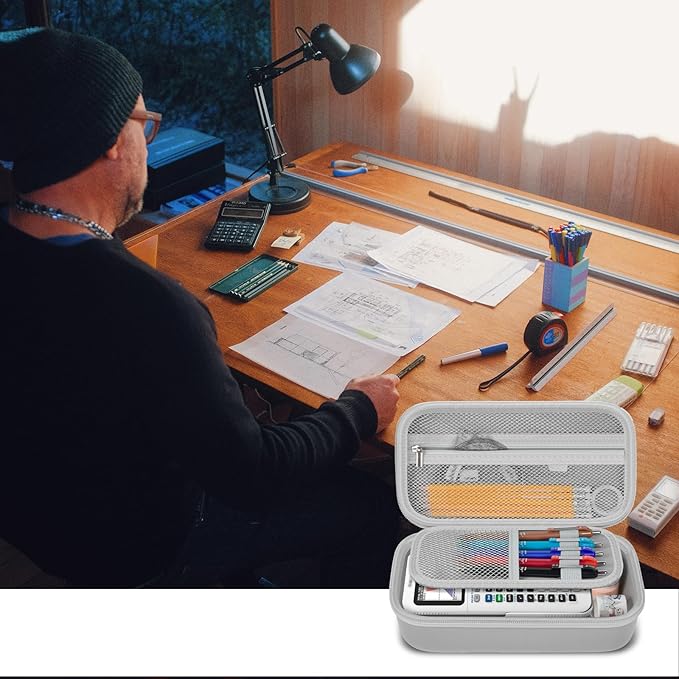 Pencil Case Pen Pouch Bag, Large Capacity Pencils Organizer Holder Office College Stationery Pen Marker Storage Supplies for adults, NOT INTENDED FOR USE BY CHILDREN 12 AND UNDER, Box Only (Grey)