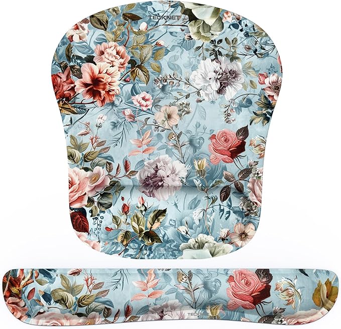 TECKNET Keyboard Wrist Rest and Mouse Pad with Wrist Support, Memory Foam Set for Computer/Laptop/Mac, Lightweight for Easy Typing & Pain Relief Ergonomic Mousepad