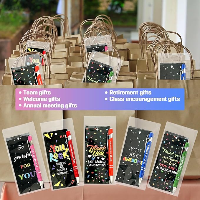30 Sets Employee Appreciation Gifts Pens Bulk Staff Thank You Gifts with Bookmarks Favors Items Black Ink Ballpoint Pen Inspirational for Team Teacher Collegue Party Guests Her Him Women Men Friends