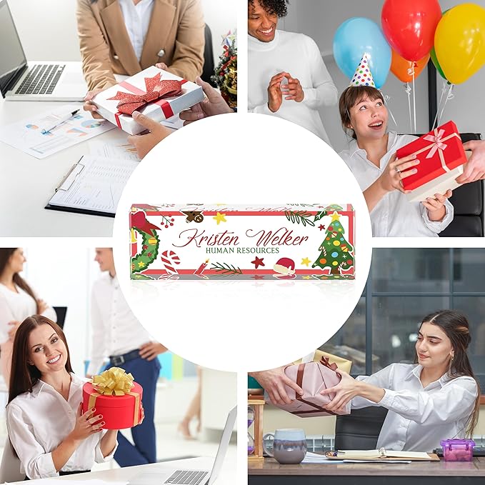 Personalized Name Plate for Desk Custom Acrylic Desk Name Plate Custom Employee Appreciation Gifts Office Gifts for Women, Men, Boss, Coworkers, Teacher, Nurse (Christmas)