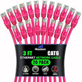 Maximm Cat 6 Ethernet Cable 3 ft (20-Pack) - High-Speed LAN Cable, Internet Cable, Patch Cable, and Network Cable - UTP, 10Gbps, 550MHz Ethernet Cord - Pink