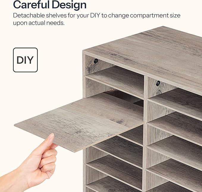 HOOBRO Wooden Literature Organizer, 36-Slot Mail Sorters, Removable Classroom Mailbox, Student Mailboxes for Classroom, Paper Storage Organizer, for Home, Office, Study, Classroom, Greige BG36WF01