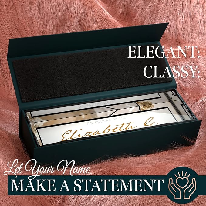 Desk Name Plate Personalized, Custom Name Plates 2½/x8 Inches, Thick Crystal-Clear Acrylic, Gift Box, Office Desk Decor. USA Made by ACRYLUXE (Monique)