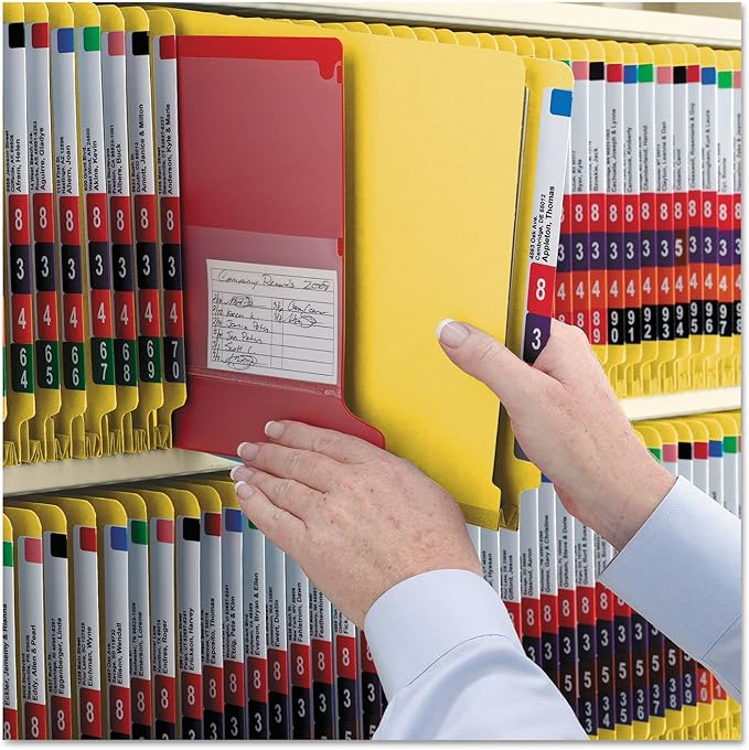 Smead 100% Recycled End Tab Pressboard Classification File Folder with SafeSHIELD Fasteners, 2 Dividers, 2" Expansion, Letter Size, Yellow, 10 per Box (26789)