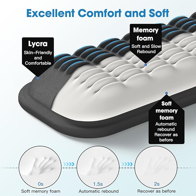 MEKASS Keyboard Wrist Rest, Soft Memory Foam Wrist Support for Keyboard, Keyboard Hand Rest Pad for Wrist Pain Relief, Keyboard Wrist Guard for Long Hours of Work, Gaming, Studying（Classic Black）