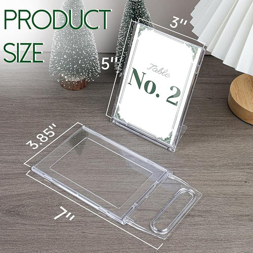 10 Pack 3x5 Inch Small Sign Holder Vertical, Double-Sided Usage with Swivel Base for Table Display, for Office, Store, Restaurant, for Number/Name/Food Label Display, Note
