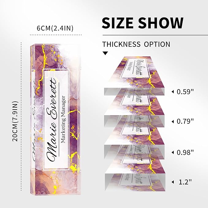 Personalized Name Plate for Desk Custom Acrylic Desk Name Plate Custom Employee Appreciation Gifts Office Gifts for Women, Men, Boss, Coworkers, Teacher, Nurse (Purple Marble)