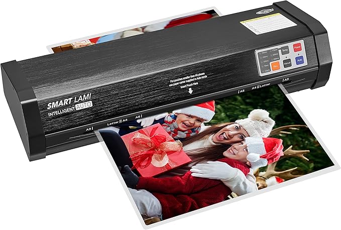 SINCHI Auto Sense 13" Heavy-Duty Laminator for Business & School, 3–10 Mil, 50s Warm-Up, 17s/Sheet, Works with Cardstock & Dark Prints, Never-Jam, Laminates 11x17, Includes 10 Sheets