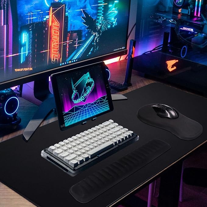 MEKASS Ergonomic Mouse Pad and Keyboard Wrist Rest Set, Super Soft Memory Foam Desk Wrist Support for Computer Keyboard, Non-Slip Arm Palm Rests Cushion for Typing Gaming Office (Jungle of Flowers)