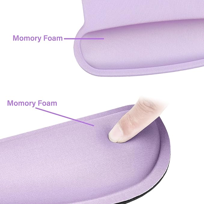 MOSISO Wrist Rest Support for Mouse Pad & Keyboard Set, Ergonomic Mousepad Non-Slip Base Home/Office Pain Relief & Easy Typing Cushion with Neoprene Cloth & Raised Memory Foam, Dusty Lilac