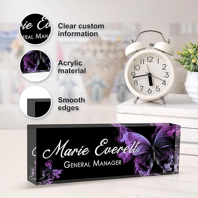 Custom Name Plate for Desk | Personalized Desk Name Plate | Personalized Boss Employee Appreciation Gifts | Acrylic Name Plate Office Desk Accessories