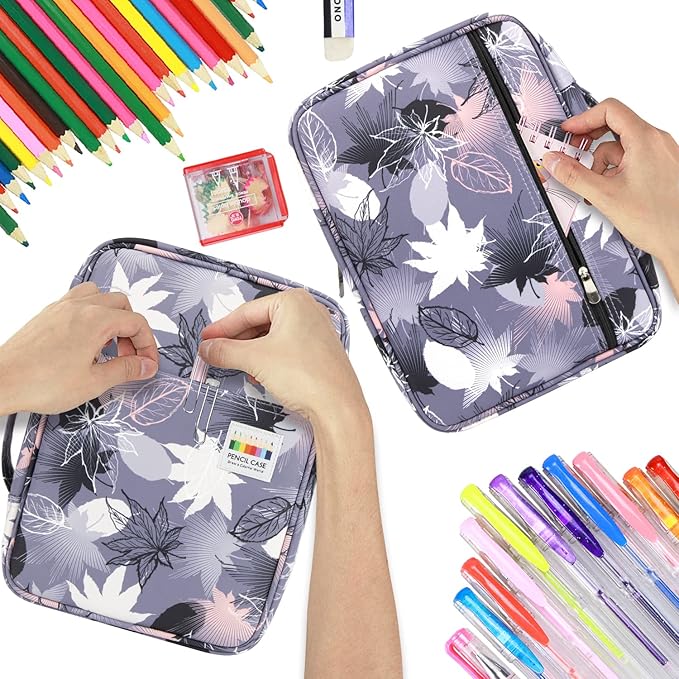 YOUSHARES Big Capacity Colored Pencil Case - 220 Slots large Pen Case Organizer with Multilayer Holder for Prismacolor Colored Pencils & Gel Pen (Maple leaf)