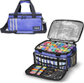 ORKELS Craft Paint and Marker Organizer, Acrylic Paint Storage Bag with Brush and Bottle Holders, Large Marker Carrying Case for Artists (Purple)