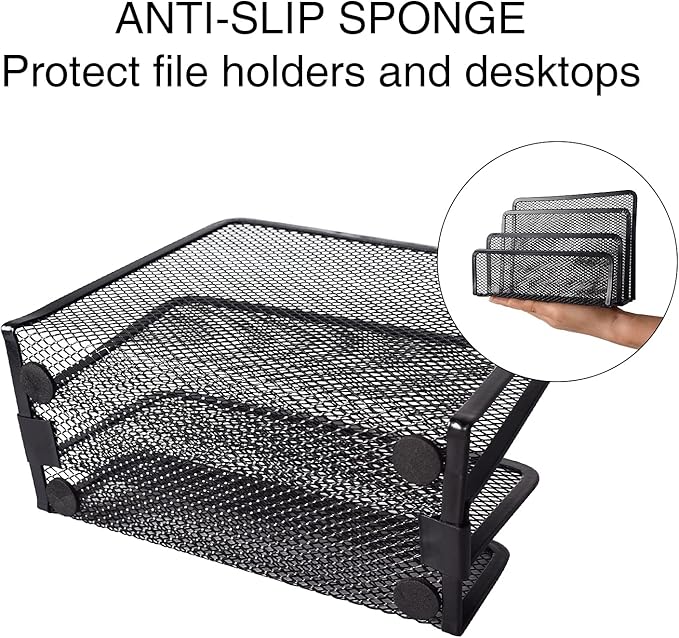 wishacc Desk Mail Organizer Small File Holders Letter Metal Mesh Document/Filing/Folders/Paper Organizer for Desktop
