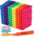 WOSWEL Highlighters Bulk, 108 Pack Tank Style Highlighters Assorted Fluorescent Colors Set, 6 Bright Colors Chisel Tip Highlighter Markers for Coloring, Highlighting as School Supplies