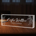Custom Office Name Plate for Desk, Desk Name Plate Personalized, Personalized Gifts for Women, Appreciation Gifts for Employee Coworkers Boss Teacher, Office Accessories (Engrave Leaves)