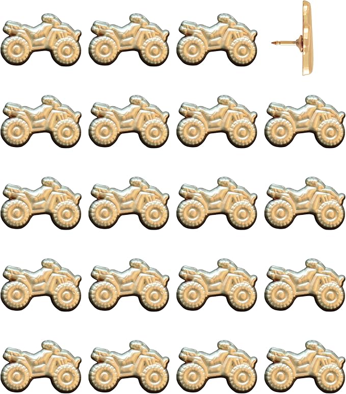 ATV Push Pins - Gold ATV Map Pins for Cork Boards, Maps, or Lapel Use - Designed in USA - Set of 20
