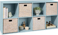 Best Choice Products Kids Bookcase 8-Cube Storage Organizer, 13.5in Shelf Opening, Bookshelf, Toy Storage, Customizable w/ 3 Removable Back Panels – Light Blue