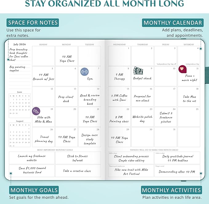 Legend Planner PRO Dated Jan 2026-Jan 2027 – Deluxe Weekly & Daily Organizer with Time Slots. Appointment Book Journal for Work & Time Management, A4 Hardcover (Viridian Green)