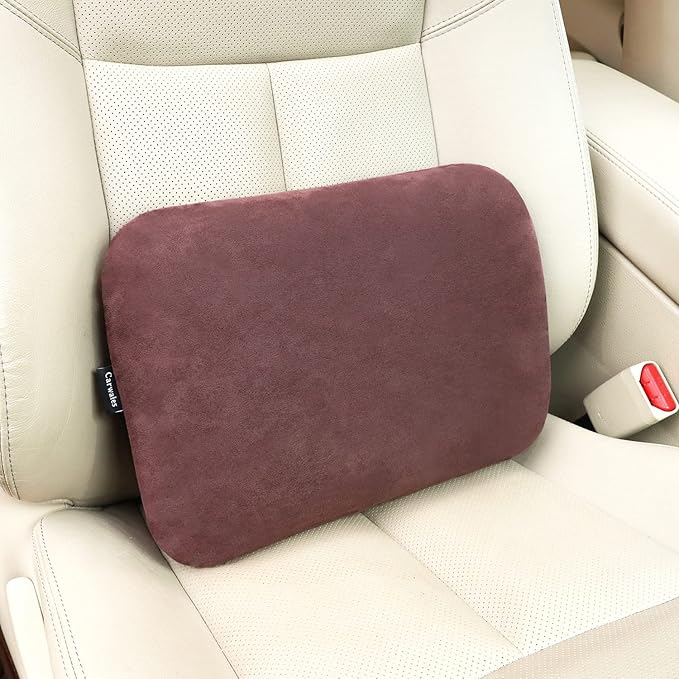 Lumbar Pillow for Chair Pad Latex Soft Lower Back Pain Relief Support for Car Seat Travel Rest Home Office Accessories Thin Brown