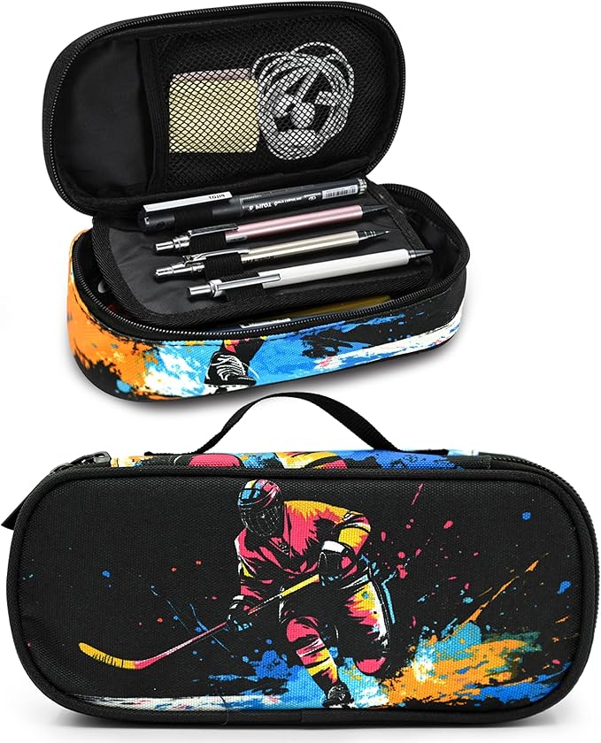Hockey Pencil Case Pencil Pouch Large Capacity Pen Bag School Office Organizer Stationery Storage Box For Girls Boys Teen Kids