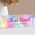Custom Name Plate for Desk | Personalized Desk Name Plate | Personalized Boss Employee Appreciation Gifts | Acrylic Name Plate Office Desk Accessories (A-Colored Quartz)