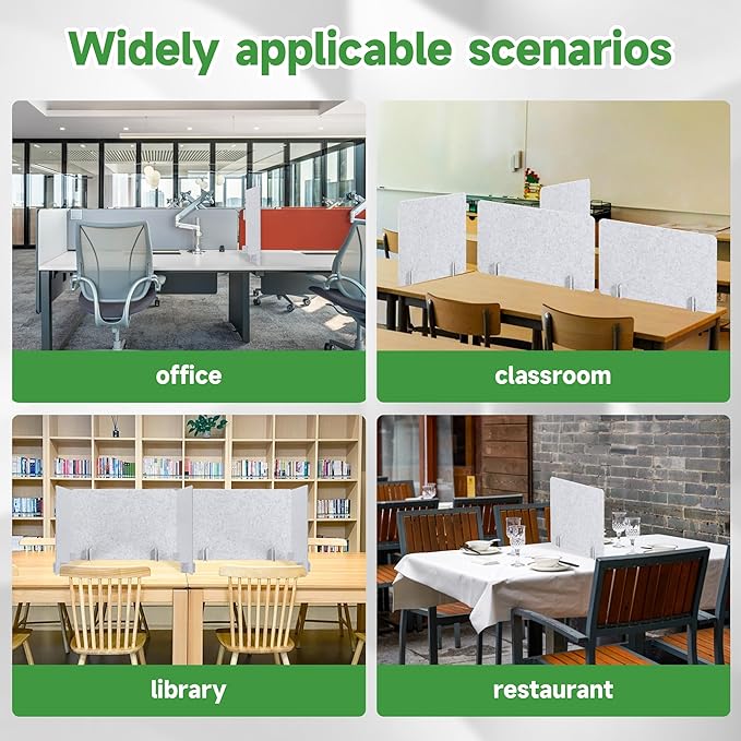 6 Pack Desk Privacy Panel 23.6" x 23.6" Acoustic Divider Panel Portable Desk Partition Desk Divider Noise Visual Isolate Table Divider for Student Study Reception Area Office Library