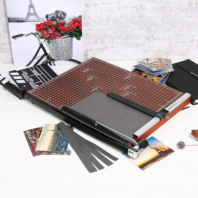 Paper Cutter Heavy Duty 18" Cut Length Professional Large Paper Cutter 12-Sheet Capacity Guillotine Paper Cutter for Cardstock, Safety, Efficience, Wide Use for Office, School, Home (A2-A7)