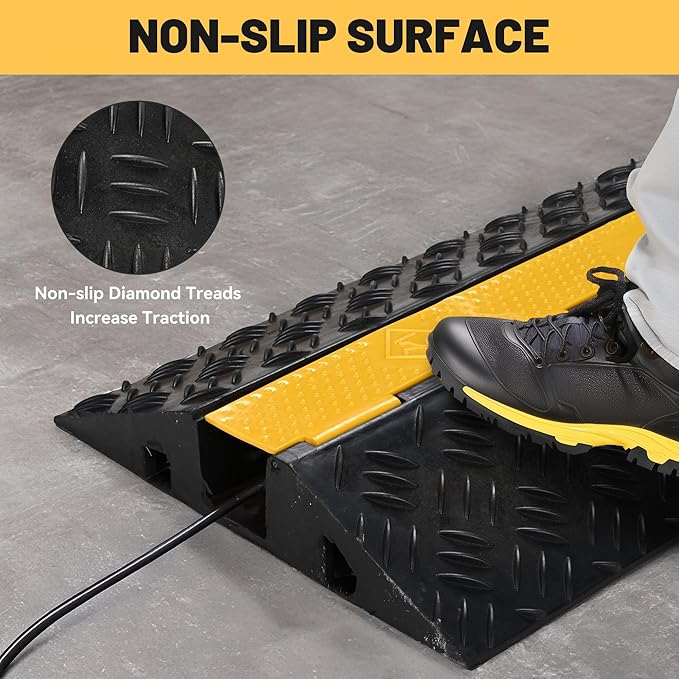 Yescom Cable Ramp Protector 1 Channel Garden Hose Protecitive 44000 Lbs Load Capacity Heavy Duty, 39.37"x22.83"x4.72" Speed Bump for Road, Driveway, Walkway and Commercial Use