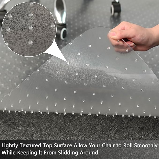 Amyracel Extra Large Office Chair Mat for Low Pile Carpeted Floors - 46" x 60" Clear Desk Chair Floot Mat for Home & Offices, Easy Glide Plastic Floor Mat for Office Chair On Carpet
