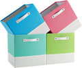 Storage Cube Bins | 7.7 oz/yd² Fabric Cubby Organizer Baskets for Shelf, Closet, Cabinet, Wardrobe | KALLAX Shelving Unit Insert Drawer | 4 Pack, Macaron & Cream White, 13x15x13 Inch