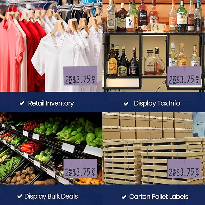 Perco Lavender Pricing Labels for Monarch 1131 Price Gun - 1 Sleeve, 8 Rolls, 20,000 Price Marking Labels - with Ink Roll Included
