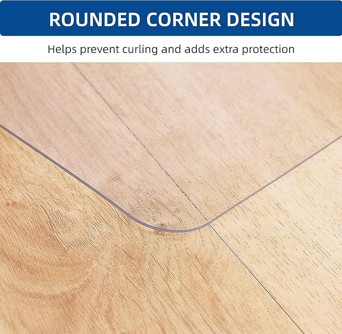 Tydle Chair Mat for Hard Floors, 48" x 60" Chair Mat for Hardwood Floor, Non-Slip Computer Under Desk Plastic Floor Mat for Work Gaming Chairs, Vinyl Hard Floor Protector for Home Office (Clear)