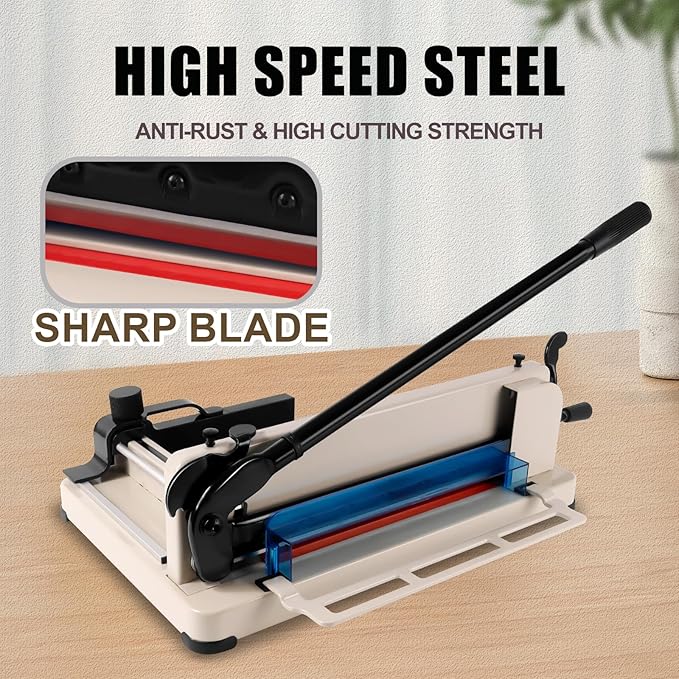 Heavy Duty Guillotine Paper Cutter 12'', 400 Sheets Capacity Paper Trimmer for Cutting Paper, Leather, PVC, Non-Woven Fabrics