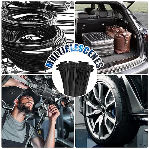 150Pcs Nylon Universal Cable tie Buckle for Car Repairs, Universal Cable Tie Buckles, Automotive Trim Clips - Heavy Duty Black Plastic Rivets, Bumper & Fender Retainer Clips for Auto Body Parts