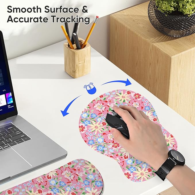 Keyboard Wrist Rest Pad and Mouse Wrist Rest Support Gaming Mouse Pad Ergonomic Gel Memory Foam Set for Computer, Laptop, Office, Pain Relief, Comfortably Typing (KM-42)