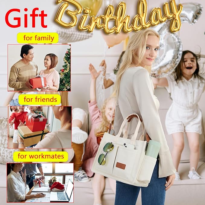 Canvas Tote Bag for Women,Women's Bags Crossbody Bags Work Laptop Tote Bag Large Handbags Purse for Travel Nurse Teacher