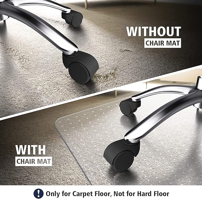 Azadx Office Chair Mat for Carpet Desk Chair Mat for Carpeted Floors Large Floor Mat for Office Chair on Low, Standard and No Pile Carpeted Floors Durable Carpet Protector Mat (36x 55'' Rectangle)